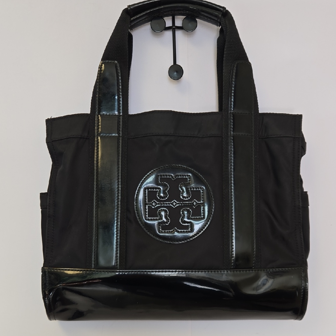 Tory Burch Ella Black Nylon Tote Bag With Patent Leather